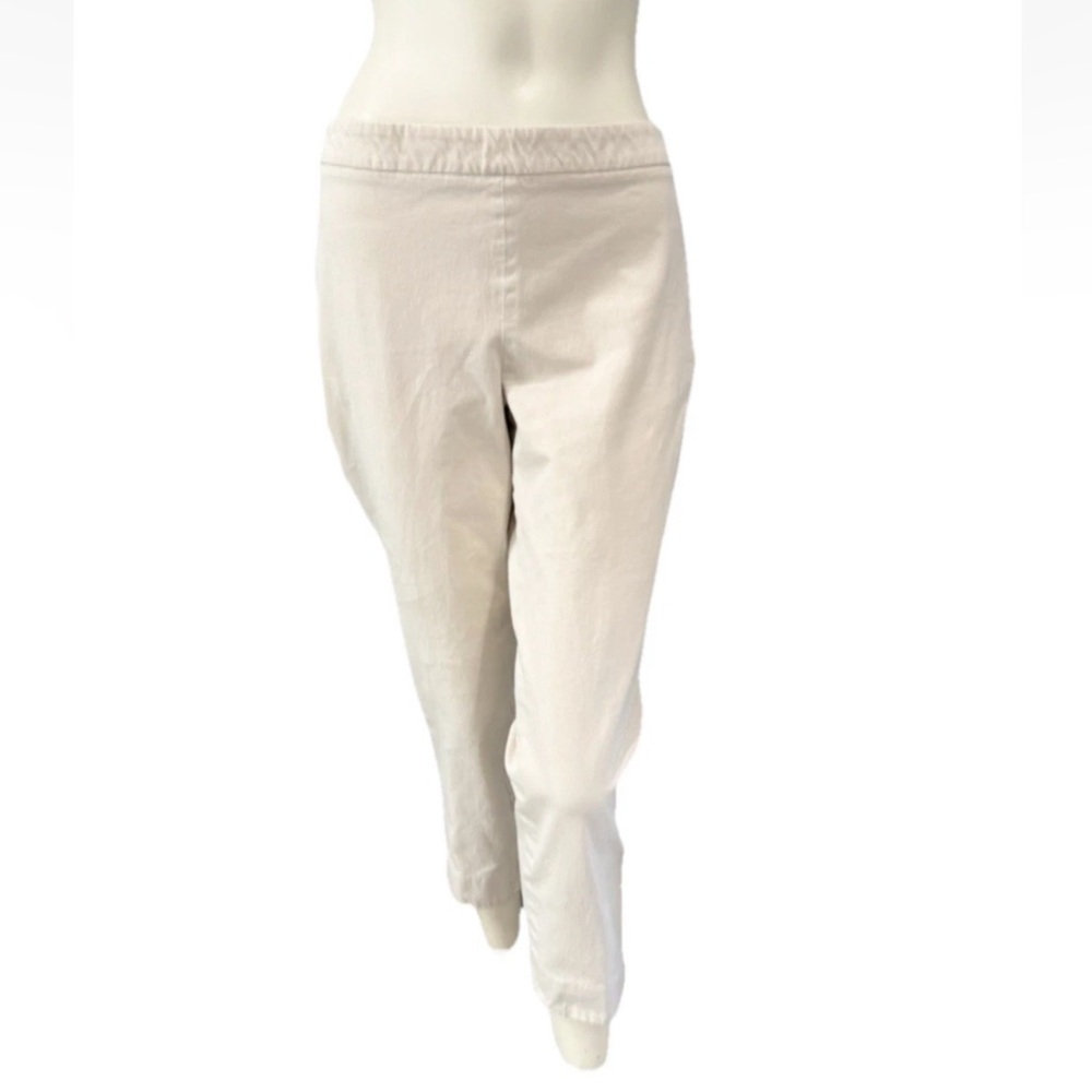 Talbots Women’s Pants Size 12 Chatham Ankle Beige Stretch Side Zip Cotton Blend